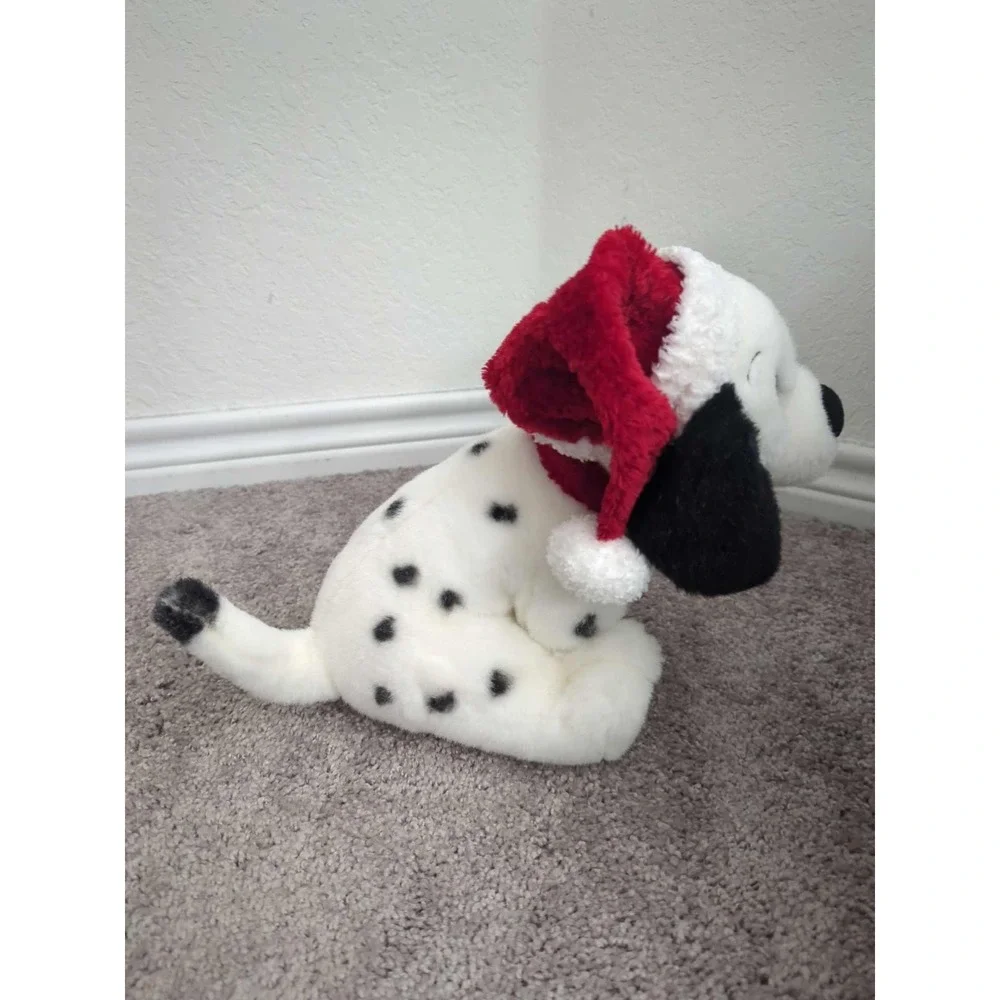 Vintage Walt Disney Dalmatian Dog Santa Hat Plush Stuffed Toy 2000‎ Christmas